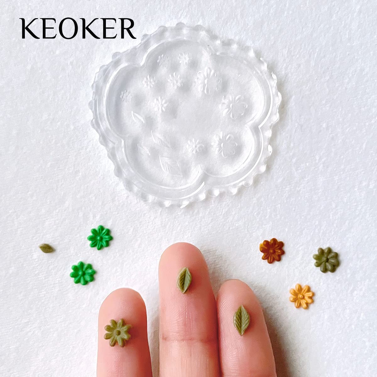 4 Pieces flower &#x26; Leaf Polymer Clay Molds for Jewelry Making, Daisy Miniature Clay Molds, Polymer Clay Molds for Polymer Clay Earrings Decoration (Mini Flower &#x26; Leaf)