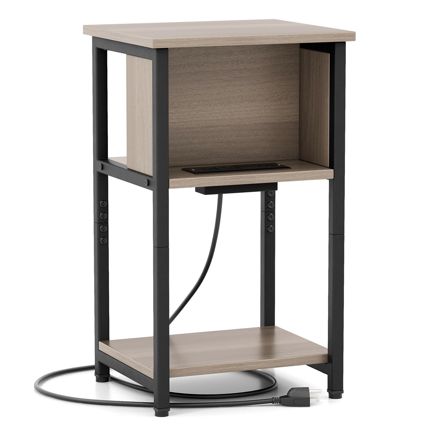 3-Tier End Table with USB Ports &#x26; Power Outlets