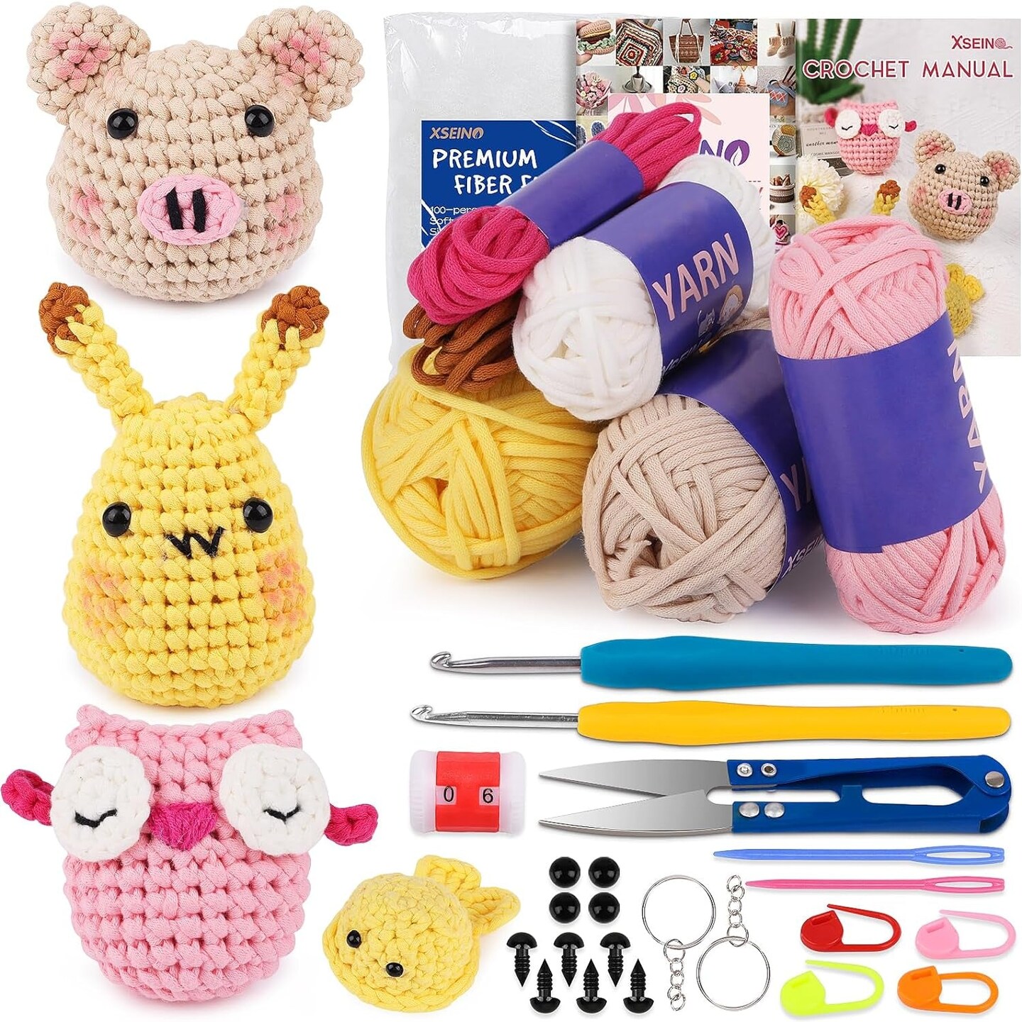 Crochet Kit for Beginners - Crochet Start Kit with Step-By-Step Video Tutorials - Learn to Crochet Kits for Adults and Kids - Panda, Frog, Hedgehog