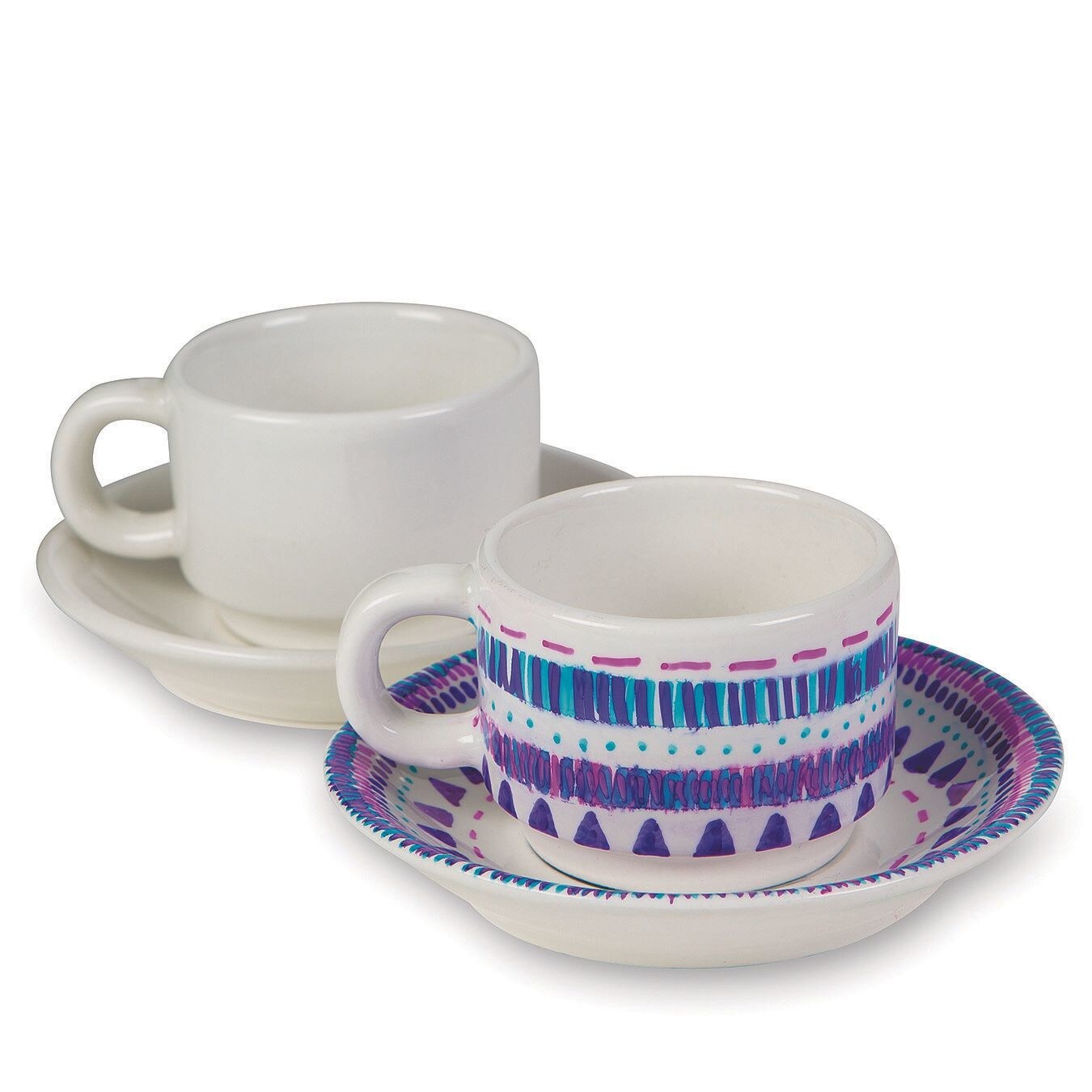 Color-Me&#x2122; Glazed Ceramic Cup and Saucer Sets (Pack of 12)