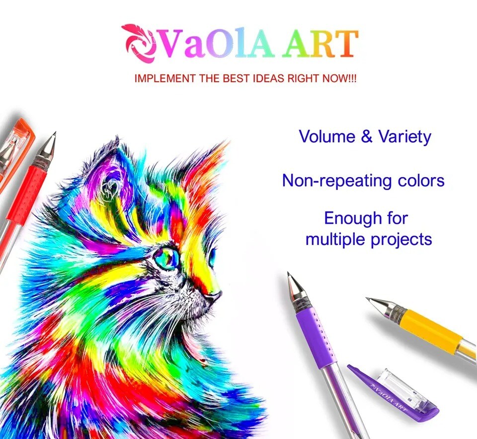 Gel Pens 2 Sets with 72 Colors, 48 Gel Pens Set and 24 Gel Pens Set