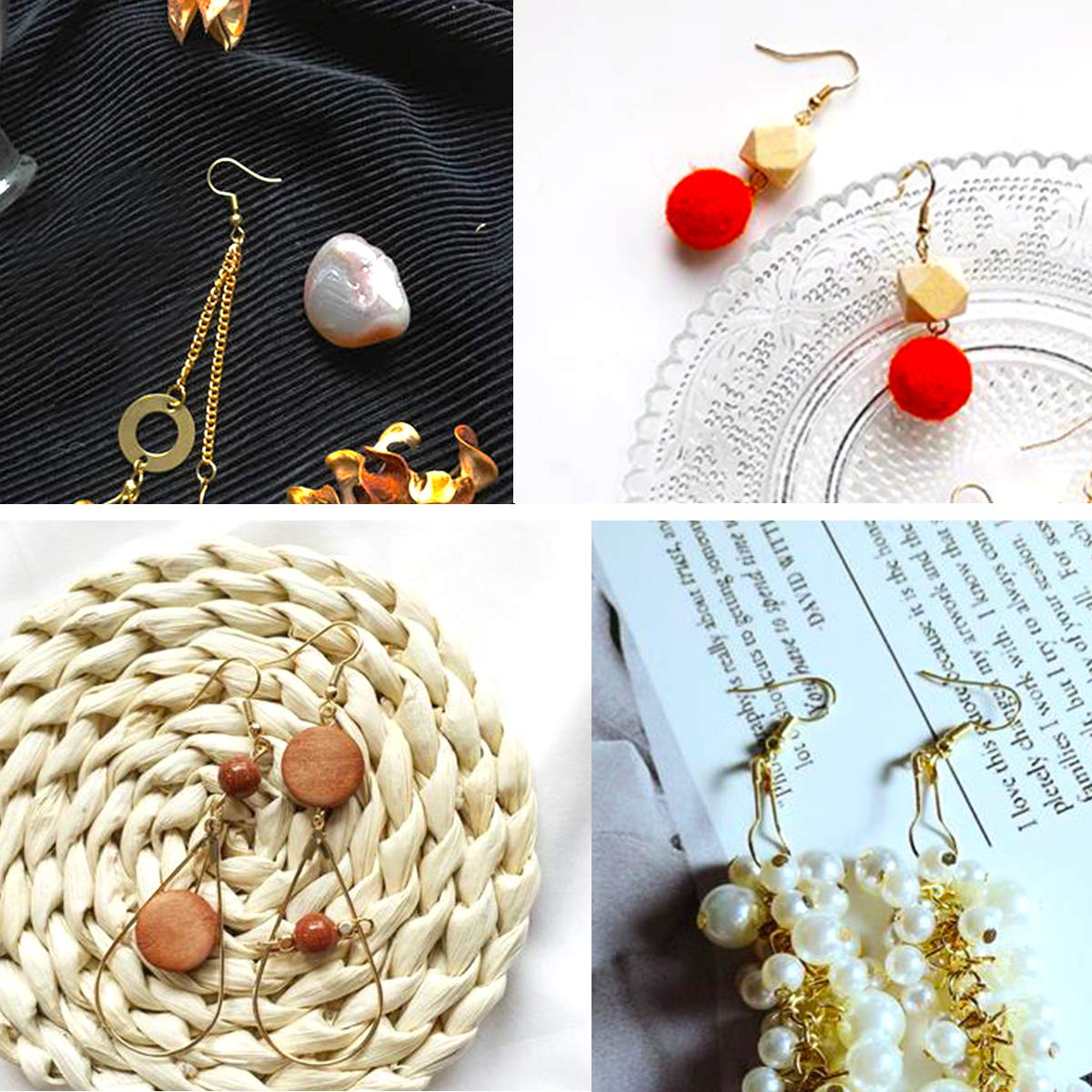 120 Pieces Earring Hooks with Ball and Coil, Hypo Allergenic Plated Gold Ear Wires with Transparent Storage Box, for DIY Jewelry Making