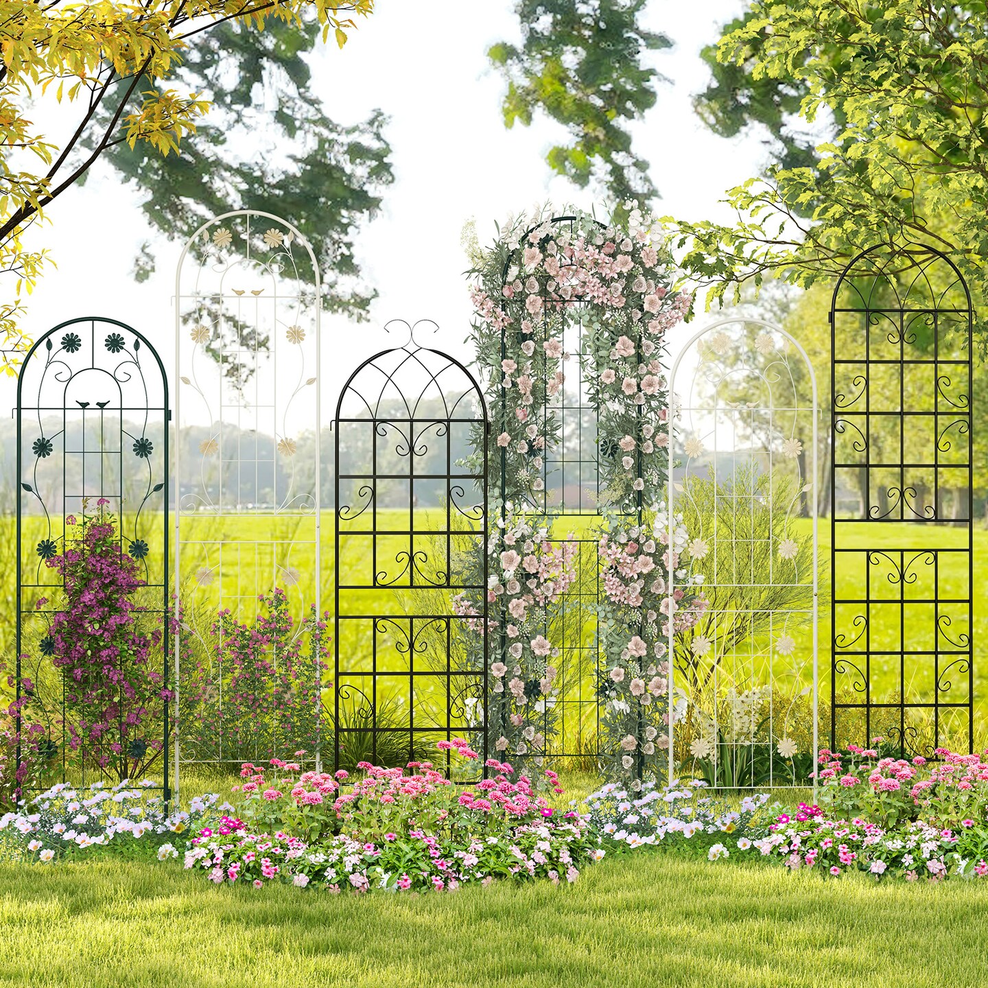 2 Pack 71 X 20 Inch Metal Garden Trellis Rustproof Plant Support For Climbing Plants