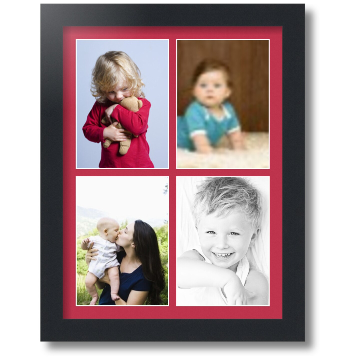 ArtToFrames Collage Photo Picture Frame with 4 - 5x7 inch Openings, Framed in Black with Over 62 Mat Color Options and Regular Glass (CSM-3926-2153)