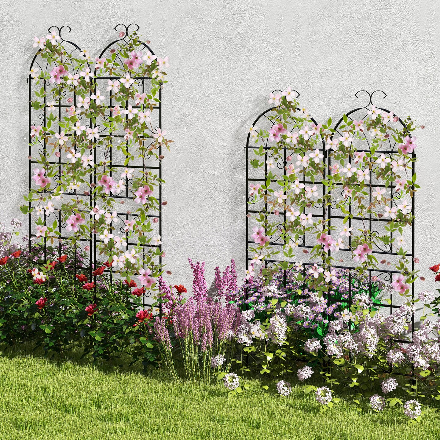 71 X 20 Inch Metal Garden Trellis For Climbing Plants-Set of 2