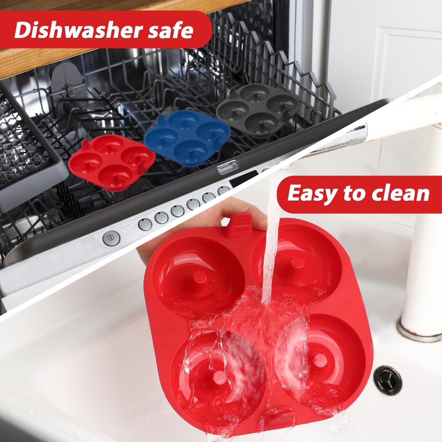 3 Pieces Silicone Air Fryer Donut Pan for Baking, 4-Cavity Donut Pans Nonstick Donut Mold, BPA-Free, Dishwasher Safe