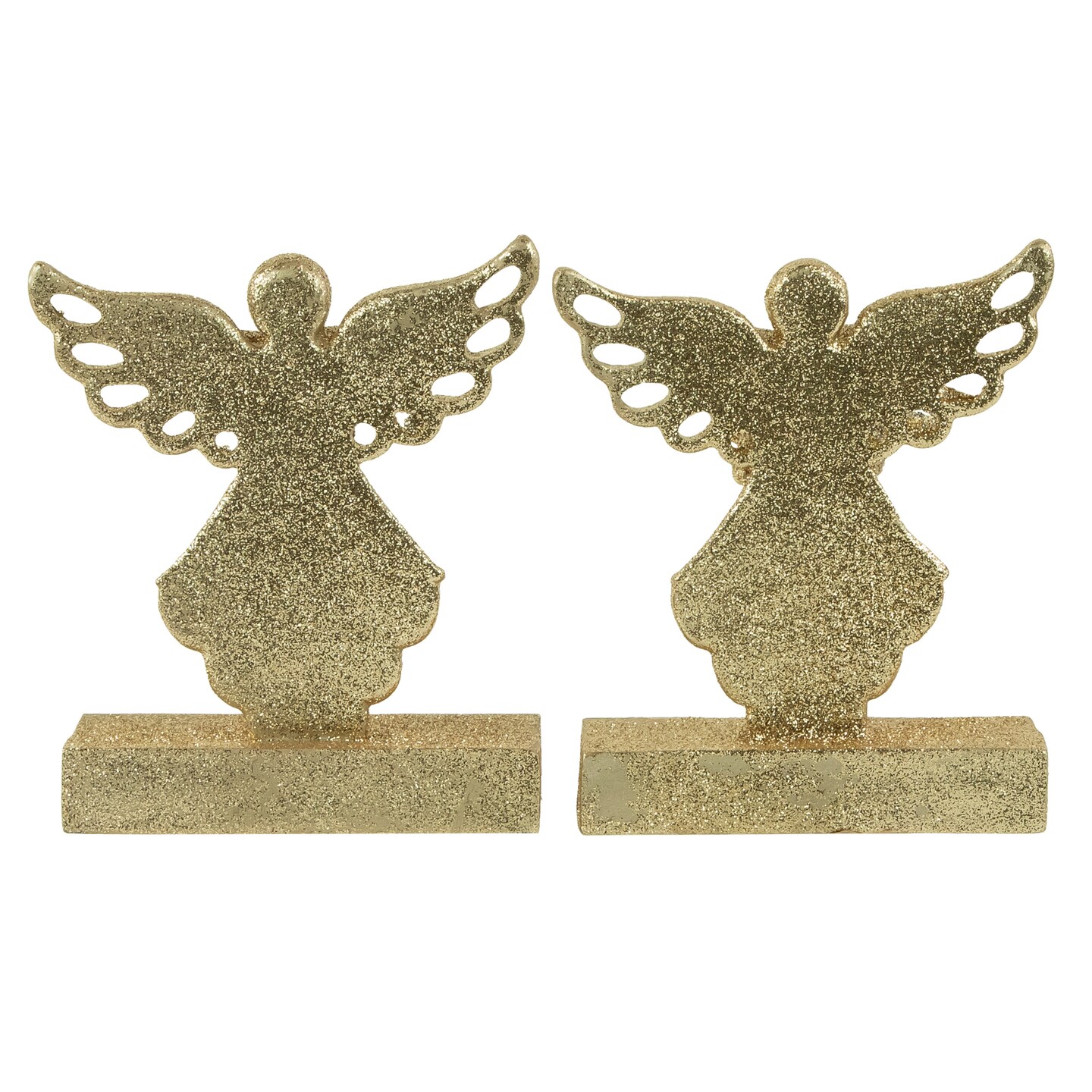 Northlight Angel Glittered Christmas Stocking Holders - 5.5&#x22; - Gold - Set of 2