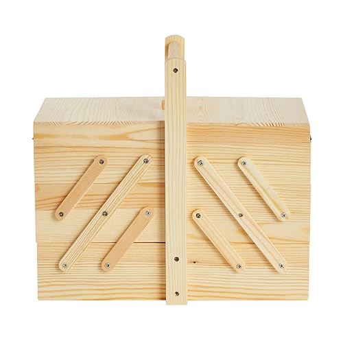 Juvale Wooden Sewing Box Organizer for Sewing Supplies with 3 Tier