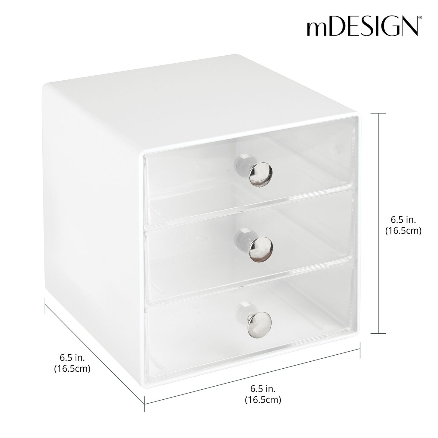 mDesign Plastic Office Supply 3 Drawer Storage Organizer Cube