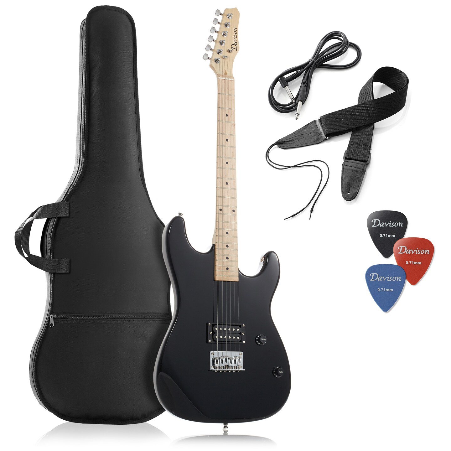 Davison Guitars 39&#x22; Full Size Electric Guitar - Right Handed Beginner Kit with Gig Bag and Accessories