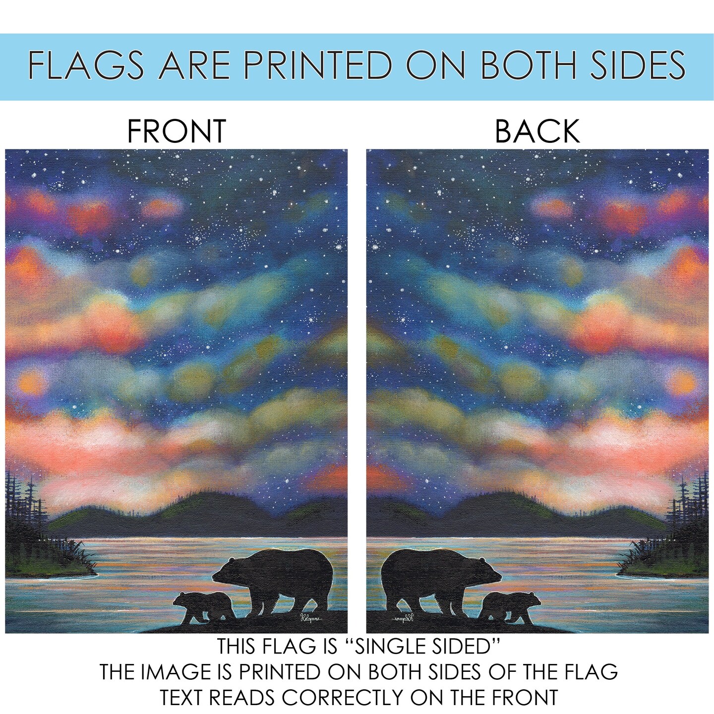 Northern Lights Decorative Bear Flag