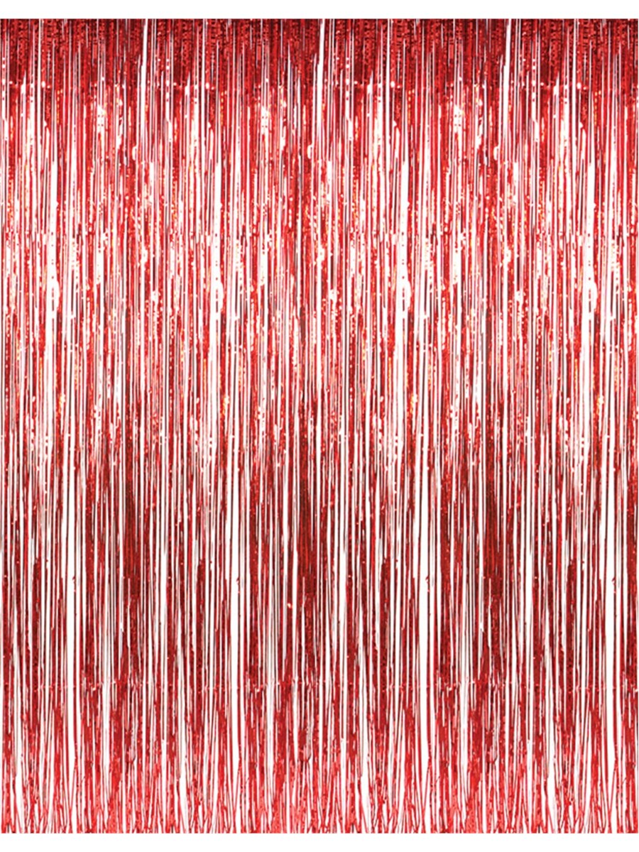 Red Metallic Shiny Foil Fringe Column 8' Long Party Ceiling Decoration