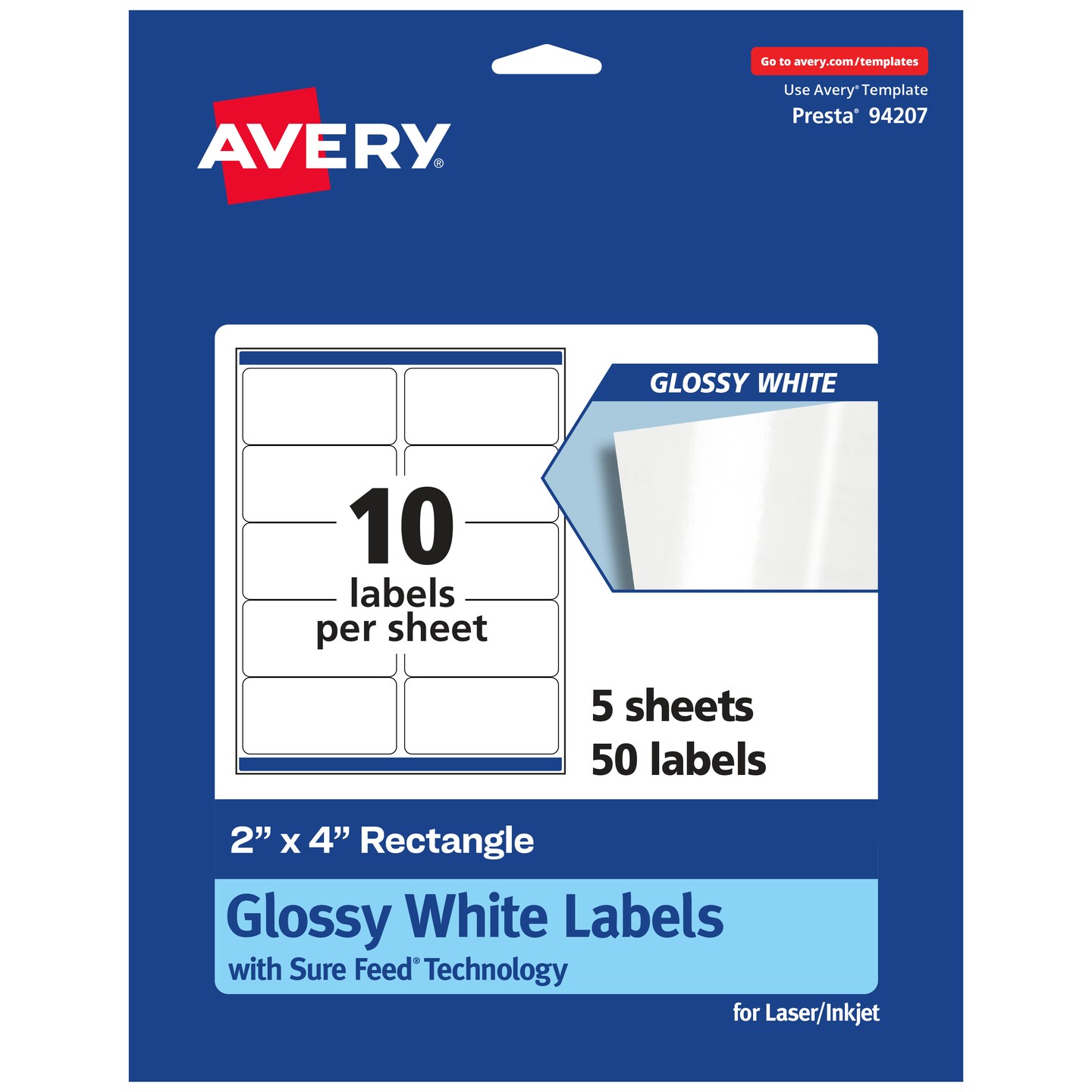 Avery Rectangle Labels with Sure Feed, 2&#x22; x 4&#x22;