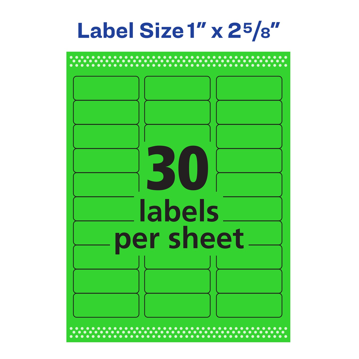 Avery Neon Address Labels with Sure Feed for Laser Printers, 1&#x22; x 2 5/8&#x22;, 750 Green Labels (5971)