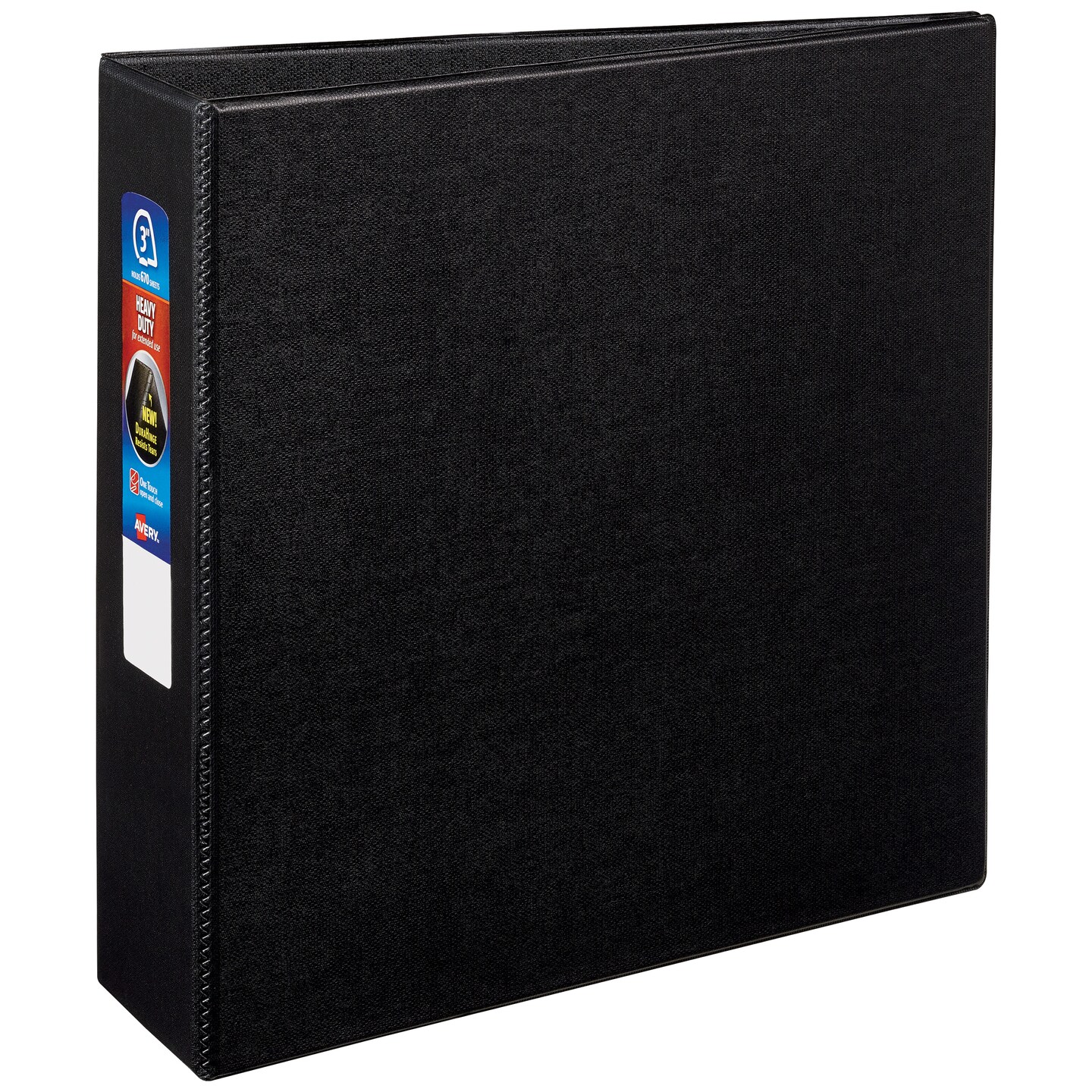Avery Heavy-Duty 3 Ring Binder, 3" One Touch EZD Rings, 3.5" Spine, 1 Black Binder (79983)