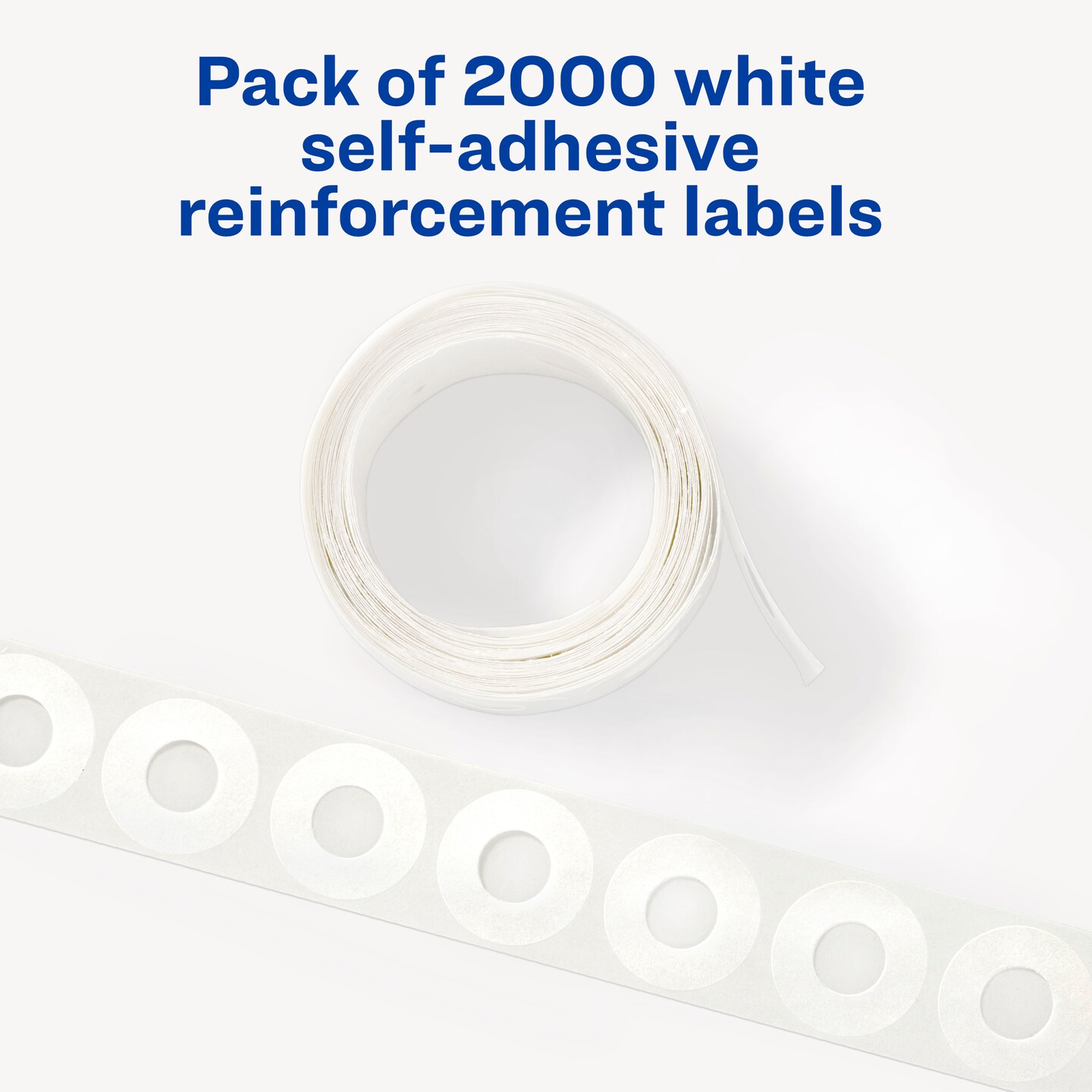 Avery Self-Adhesive Hole Reinforcement Stickers, 1/4" Diameter Hole Punch Reinforcement Labels, White, Non-Printable, 1,000 Labels Per Pack, 2-Pack, 2,000 Labels Total (5615)