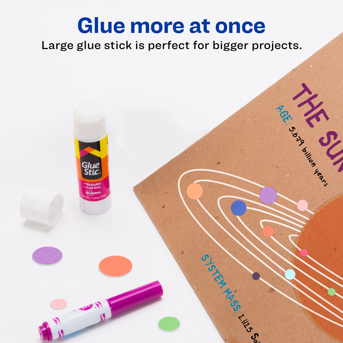 Avery Glue Stick, White, 1.27 oz., Washable, Nontoxic, 18 Permanent Glue Sticks, Value Pack (00192)