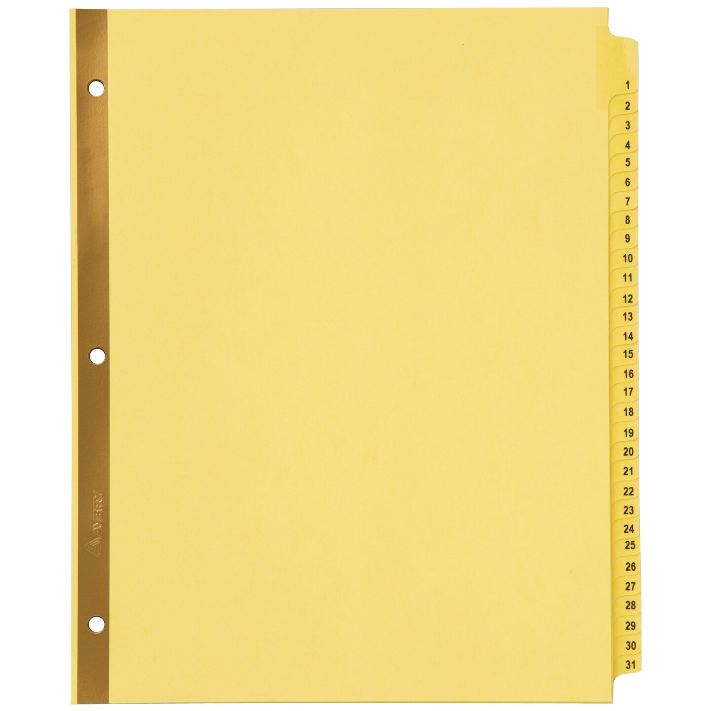 Avery Preprinted Laminated Tab Dividers, Gold Reinforced Binding Edge, 1-31 Tabs, 1 Set (11308)