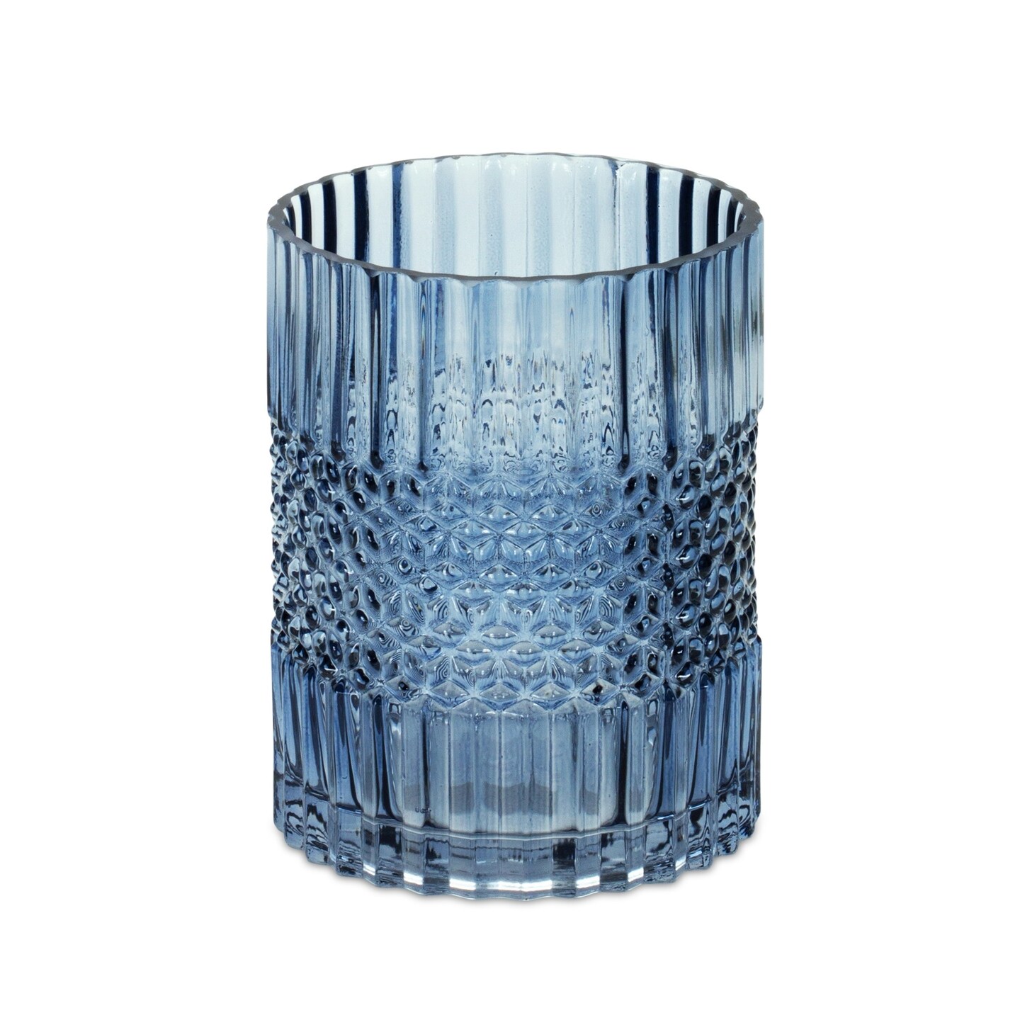 Melrose 8&#x22; Blue Semi Transparent Glass Vase