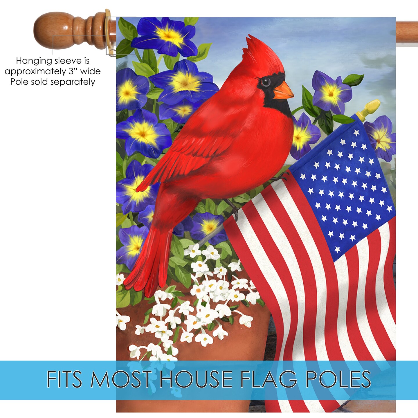 American Cardinal Decorative Patriotic Flag