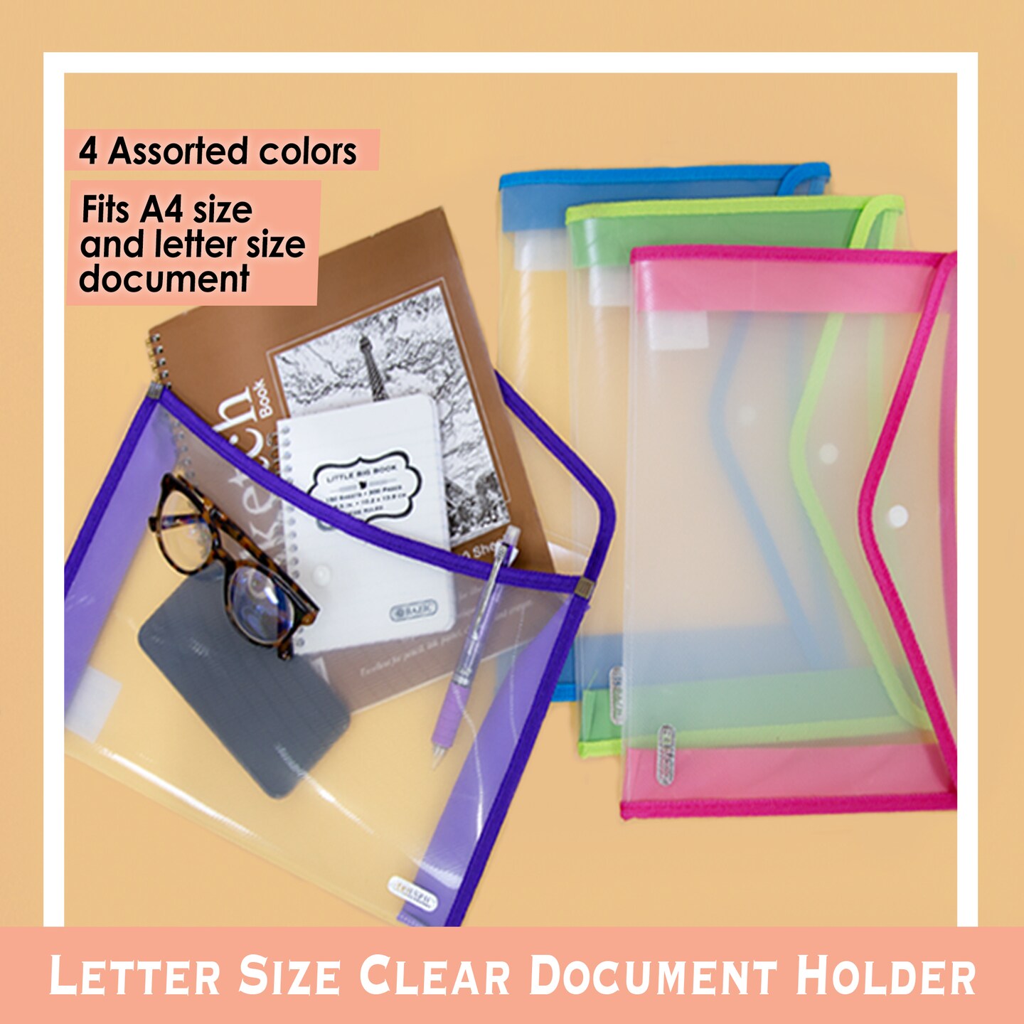 BAZIC Document Holder V-Flap Clear A4/Letter Size