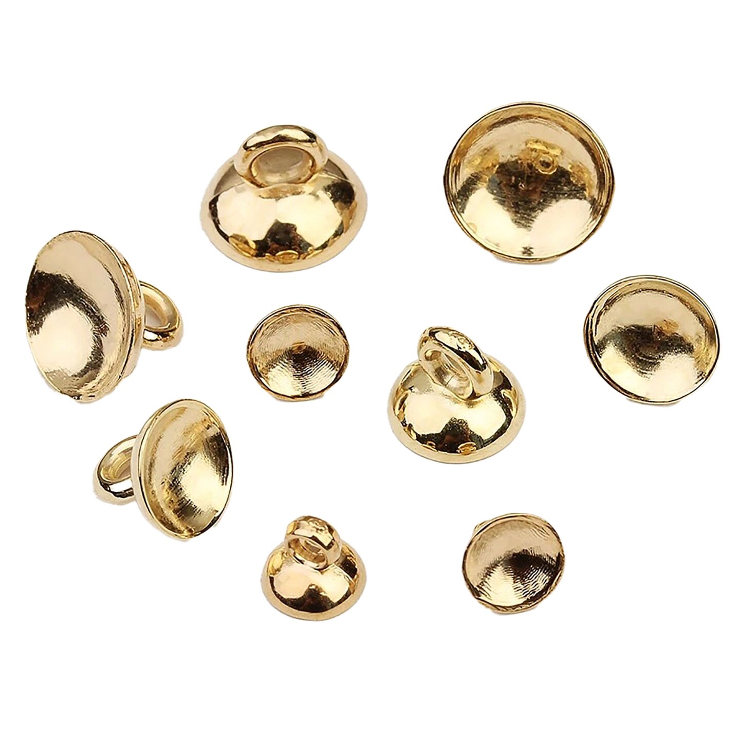 10 Gold Tone Plastic Ornament Caps - Ball or Egg Top Findings, End Caps 0.38 Inches (10mm)