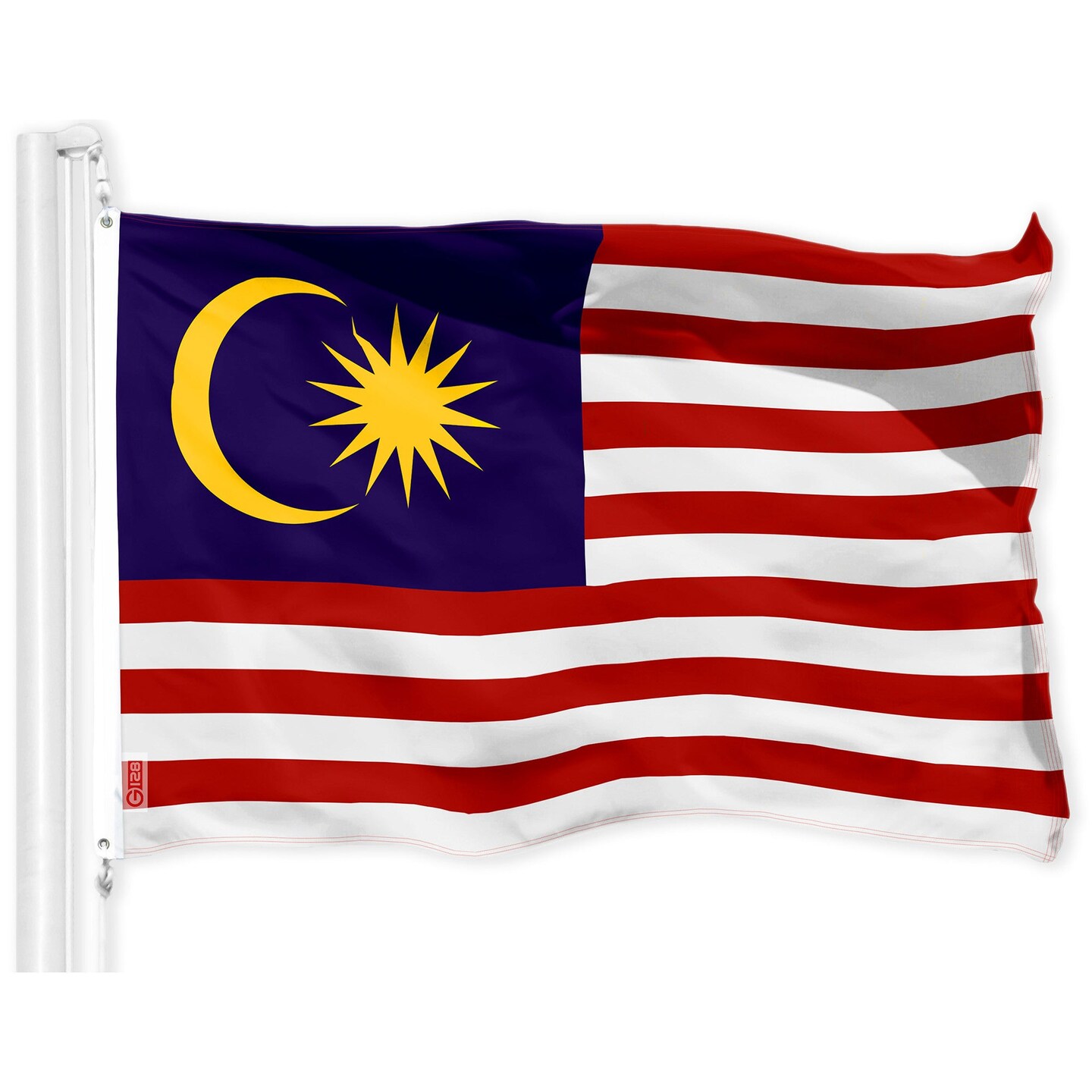 G128 Combo Pack: American USA Flag 3x5 Ft &#x26; Malaysia Flag 3x5 Ft, Both Printed 150D Polyester, Indoor/Outdoor, Brass Grommets