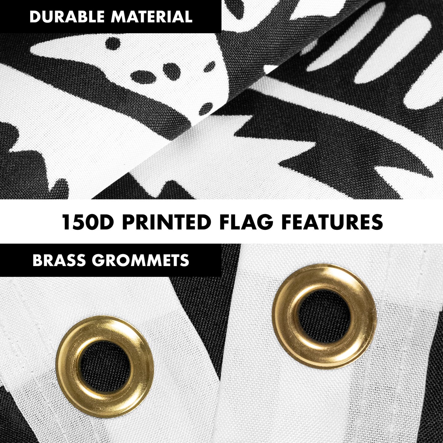G128 Combo Pack: Flag Pole 6 FT Silver Tangle Free &#x26; Gadsden Black and White Flag 3x5ft 150D Printed Polyester
