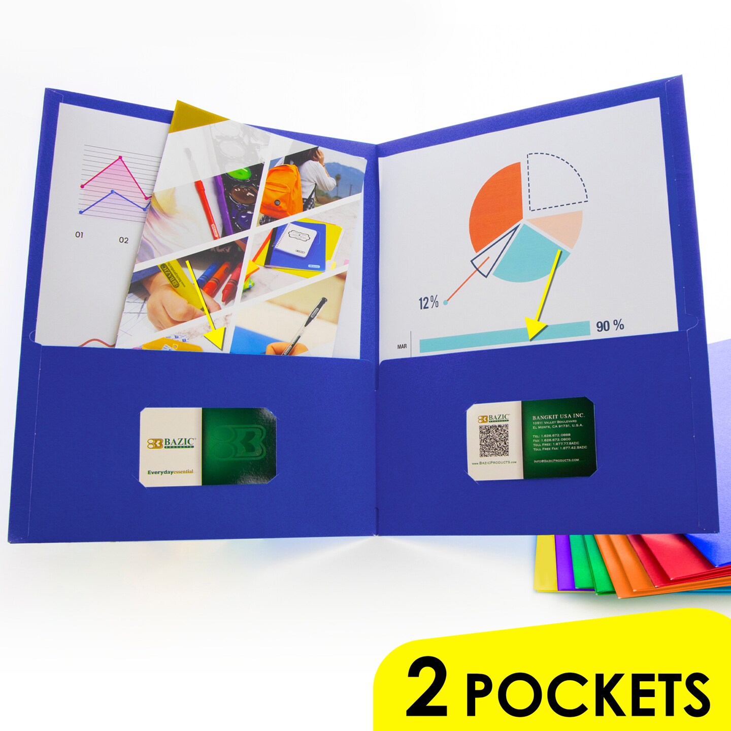 BAZIC 2-Pockets Portfolios - Assorted Color