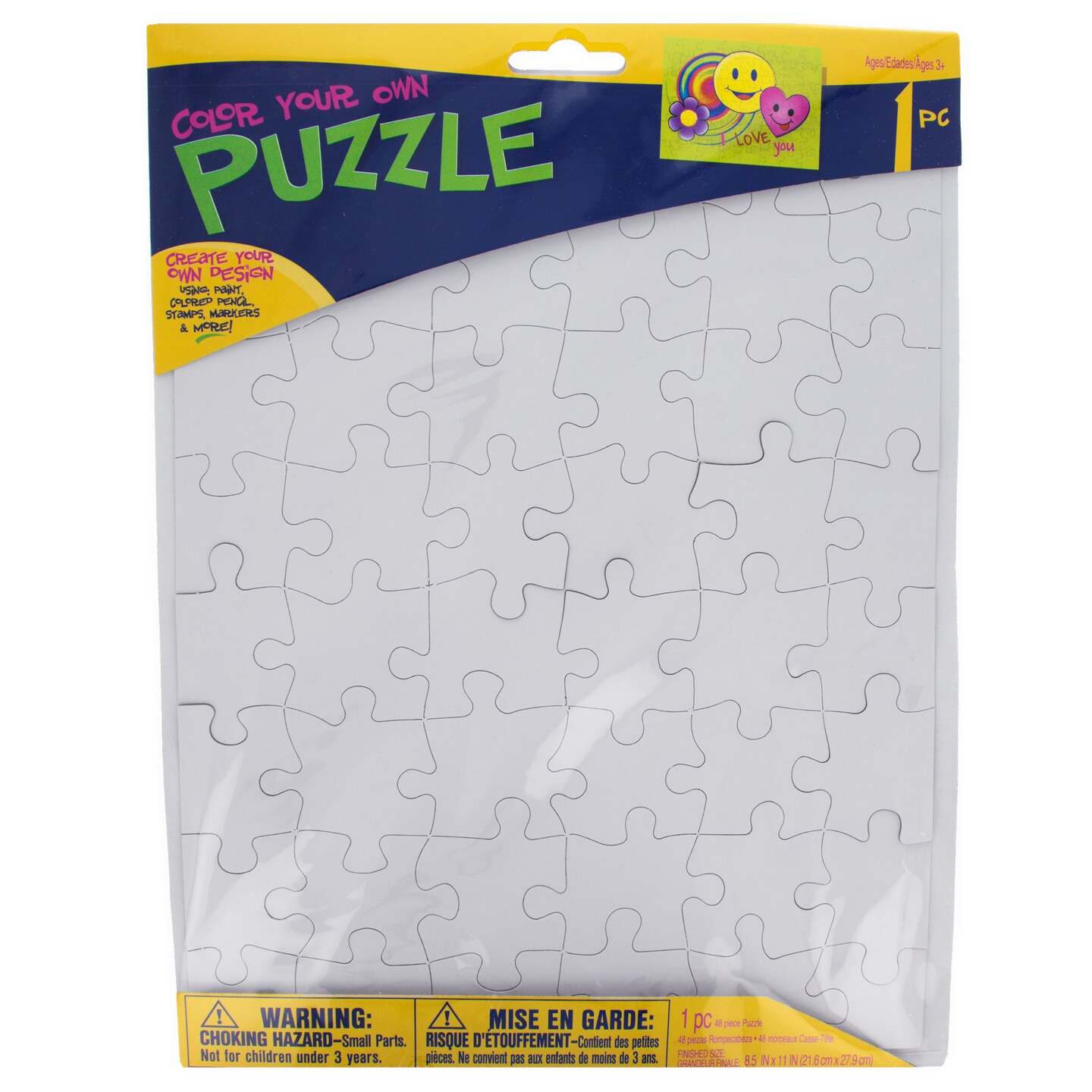 11-Inch White Create-Your-Own Puzzle Set 48 Pieces