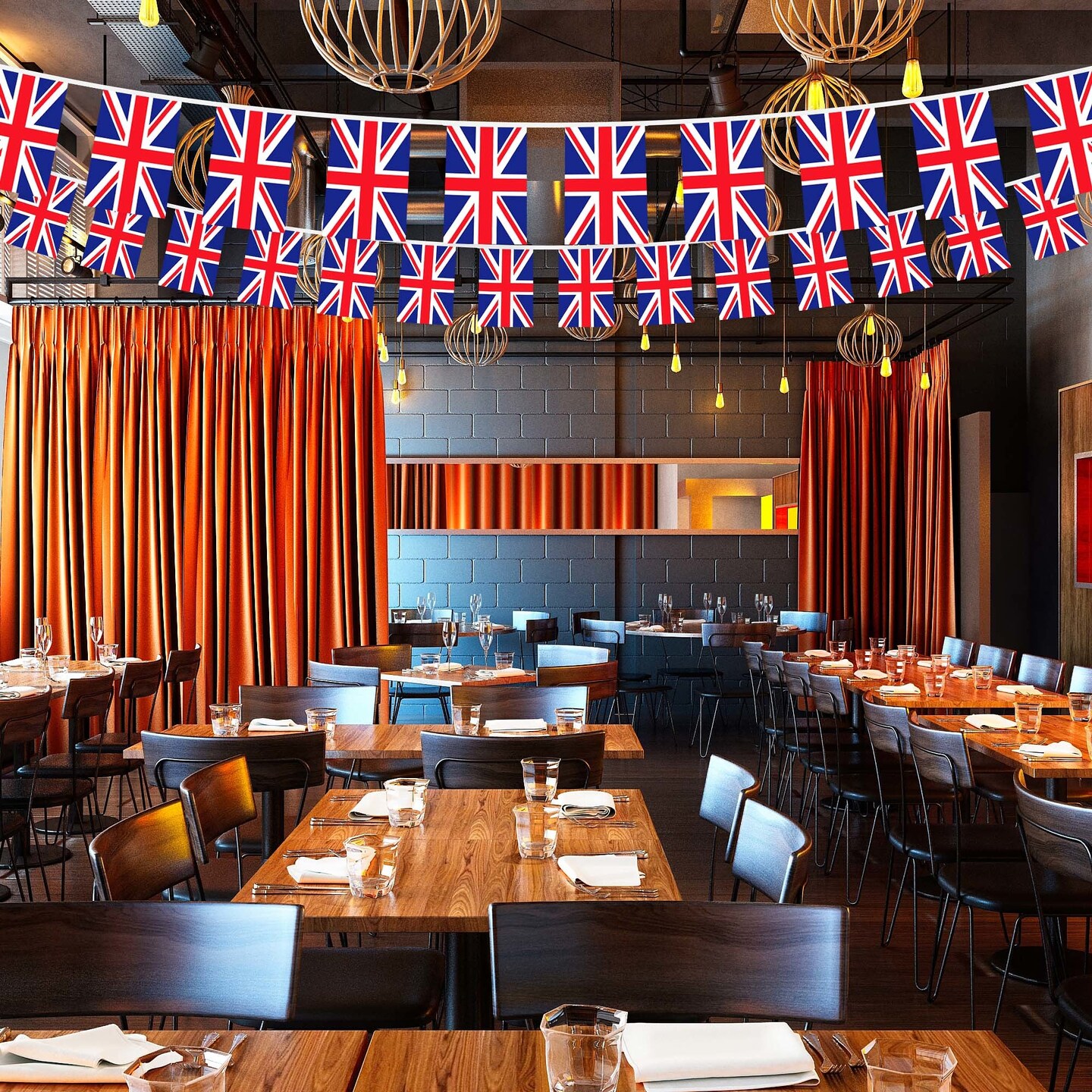 G128 United Kingdom UK Bunting Banner | Flag 8.2 x 5.5 Inch, Full String 33 Feet | Printed 150D Polyester, Decorations For Bar, School, Festival Events Celebration