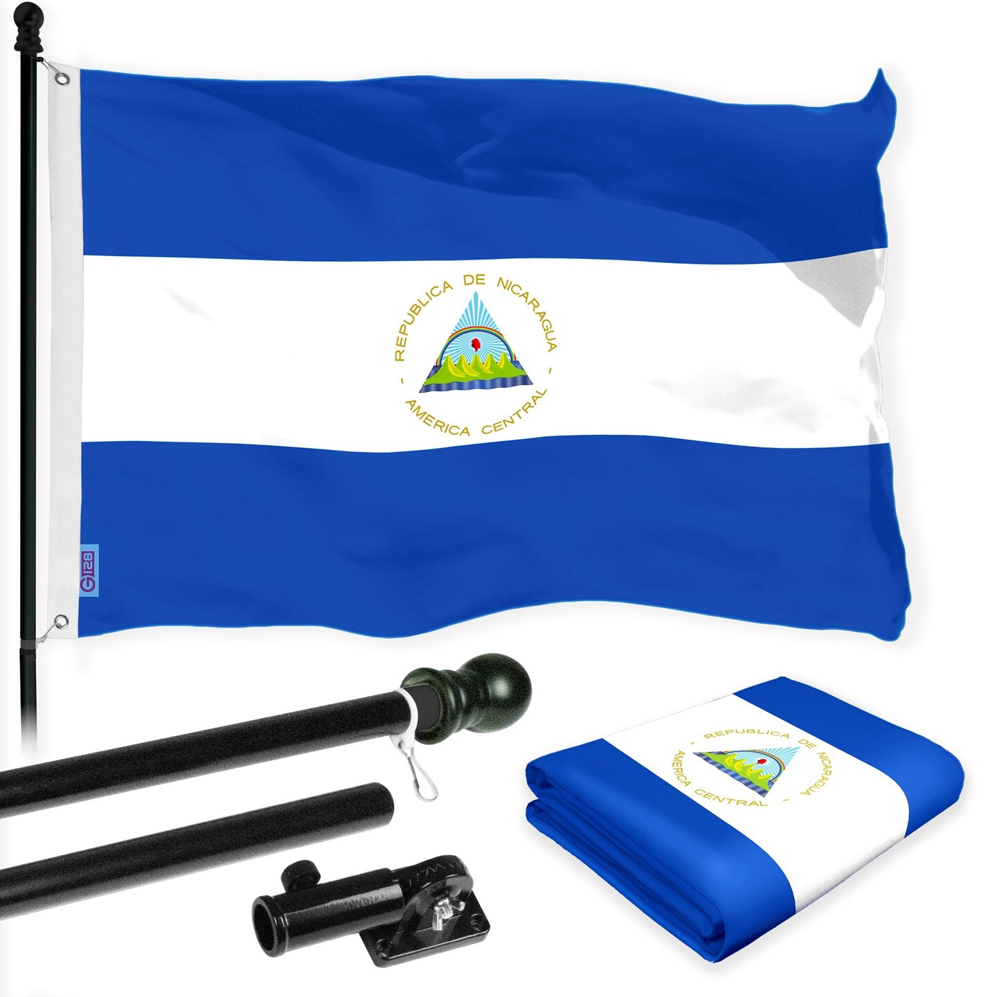 Set Bandiera El Salvador 3x5 FT Con Asta Rotante 6 Ft E Staffa - Trade Winds