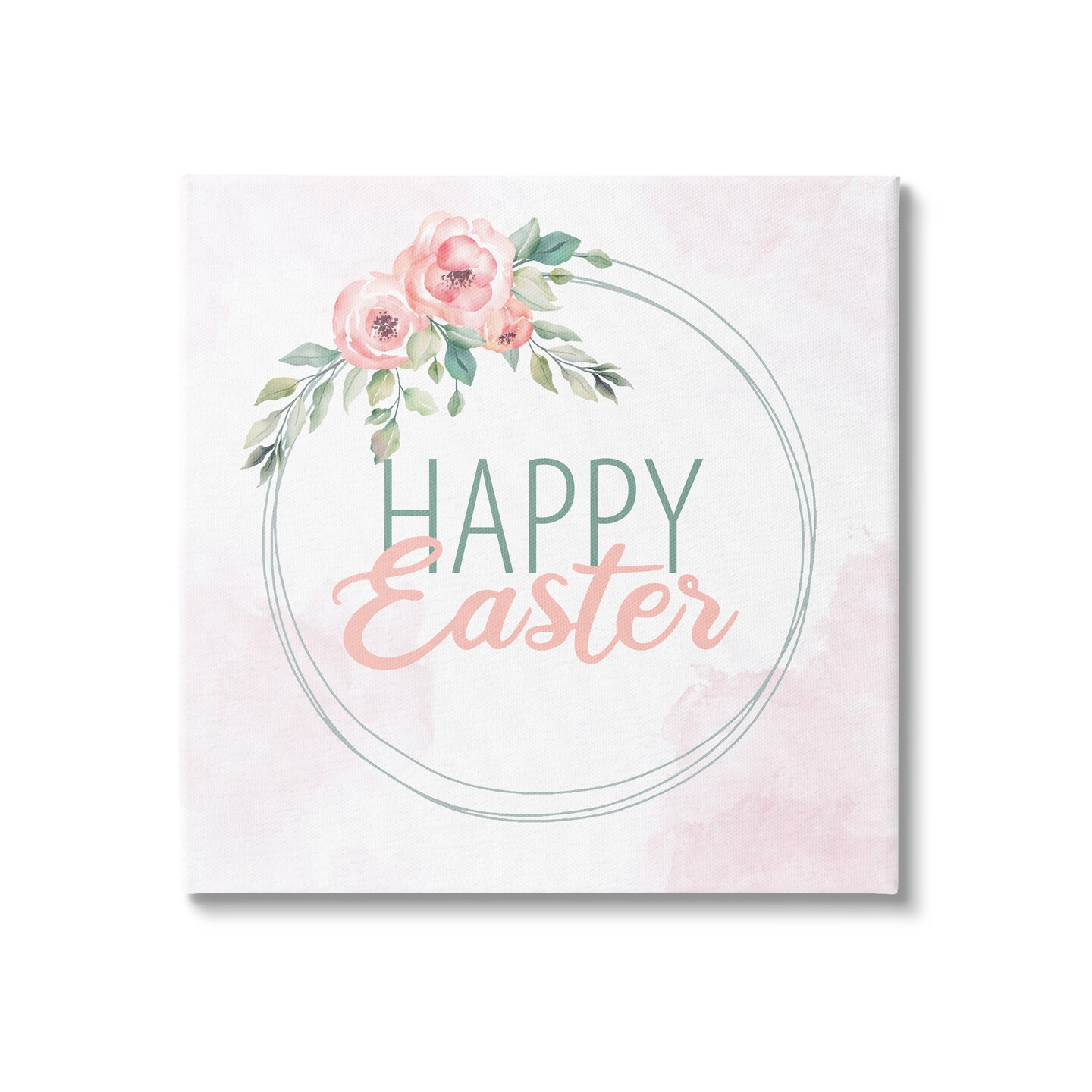 Stupell Industries Happy Easter Floral Border Canvas Wall Art