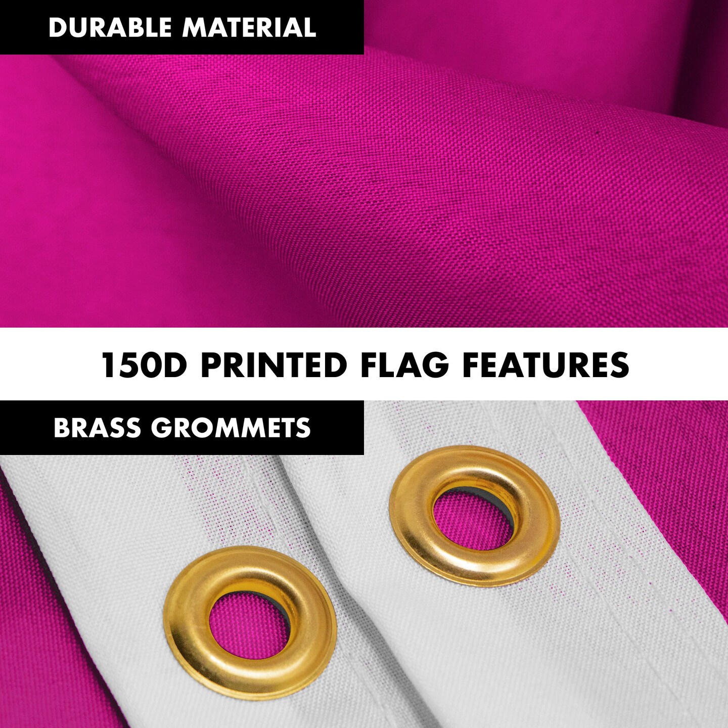 G128 Combo Pack: 6 Feet Tangle Free Spinning Flagpole (Silver) Solid Pink Flag 3x5 ft Printed 150D Brass Grommets (Flag Included) Aluminum Flag Pole