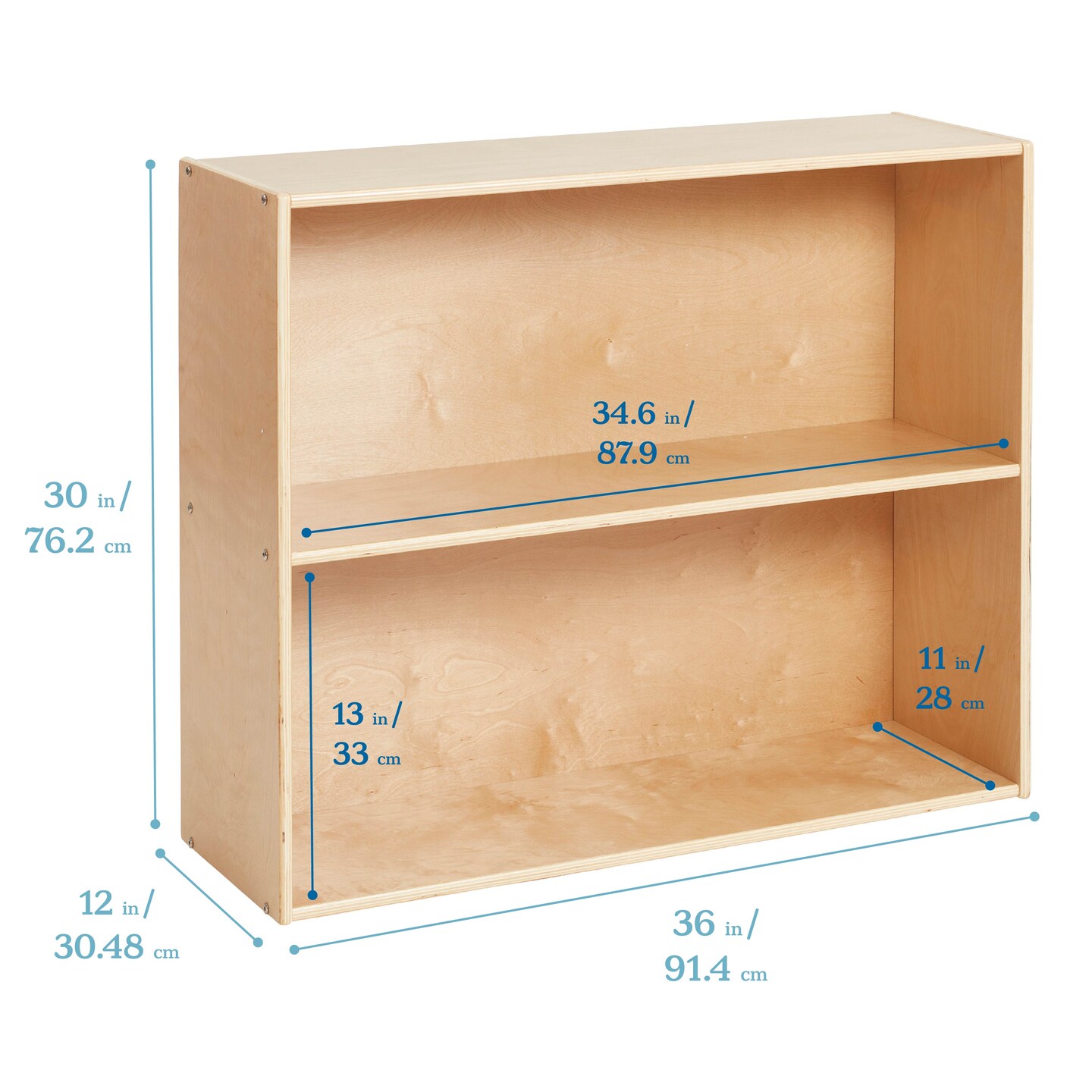 Streamline 2-Shelf Storage Cabinet with Back, 30in High