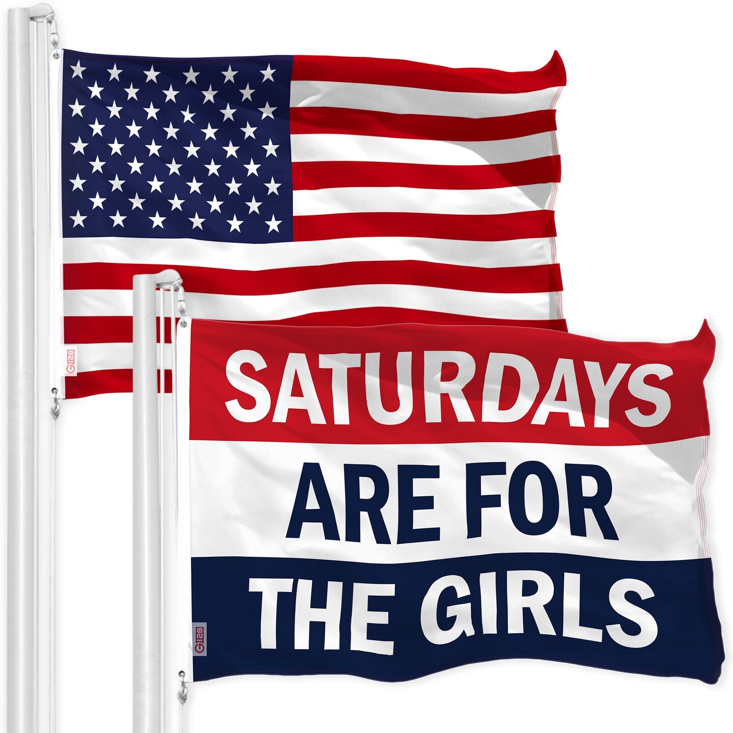 G128 Combo Pack: American USA Flag 3x5 Ft & Saturdays are for the Girls ...