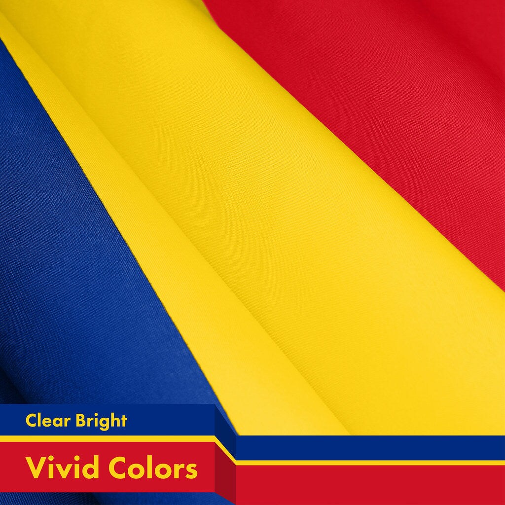 G128 Combo Pack: American USA Flag 3x5 Ft & Romania Flag 3x5 Ft, Both Printed 150D Polyester, Indoor/Outdoor, Brass Grommets