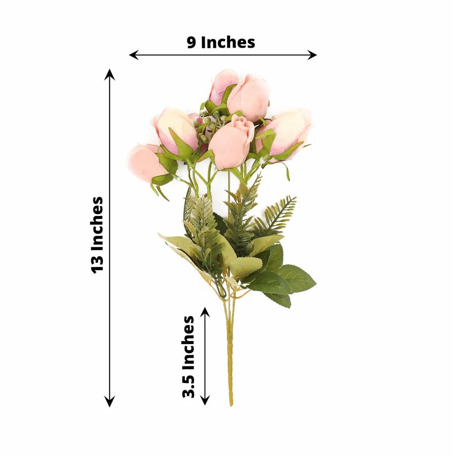 3 Bouquets 13 in Artificial FLOWERS Silk Rose Bud Floral Bushes