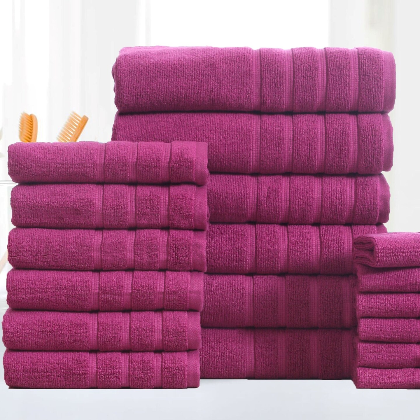 Bibb Home 18 Piece Egyptian Cotton Towel Set Zero Twist Luxury Soft Absorbent