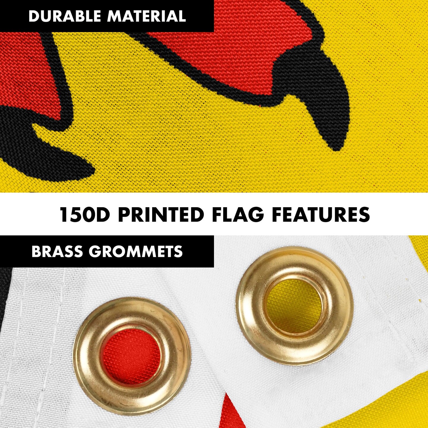 G128 Combo Pack: Flag Pole 6 FT Black Tangle Free &#x26; Germany German Ensign Flag 3x5 FT Printed 150D Polyester