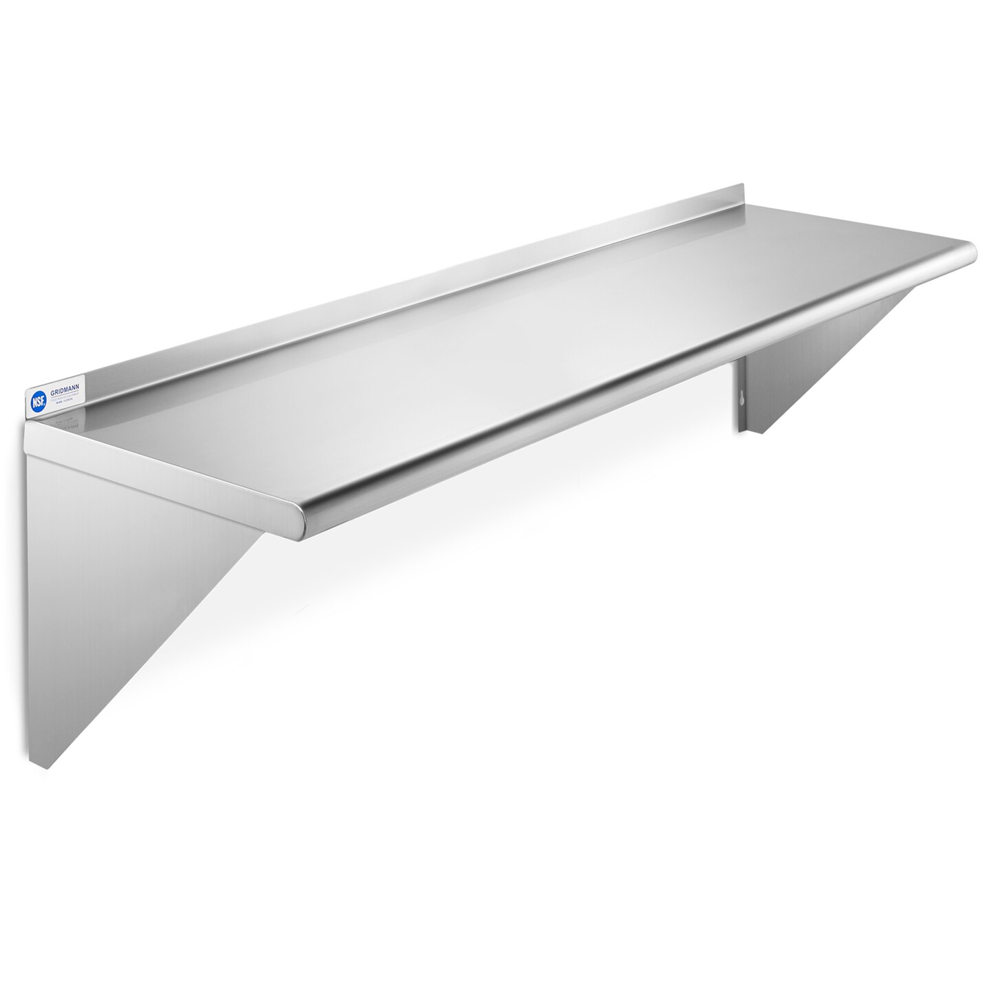GRIDMANN NSF Stainless Steel 14&#x22; Deep Kitchen Wall Mount Shelves for Commercial Restaurant Bar w/ Backsplash