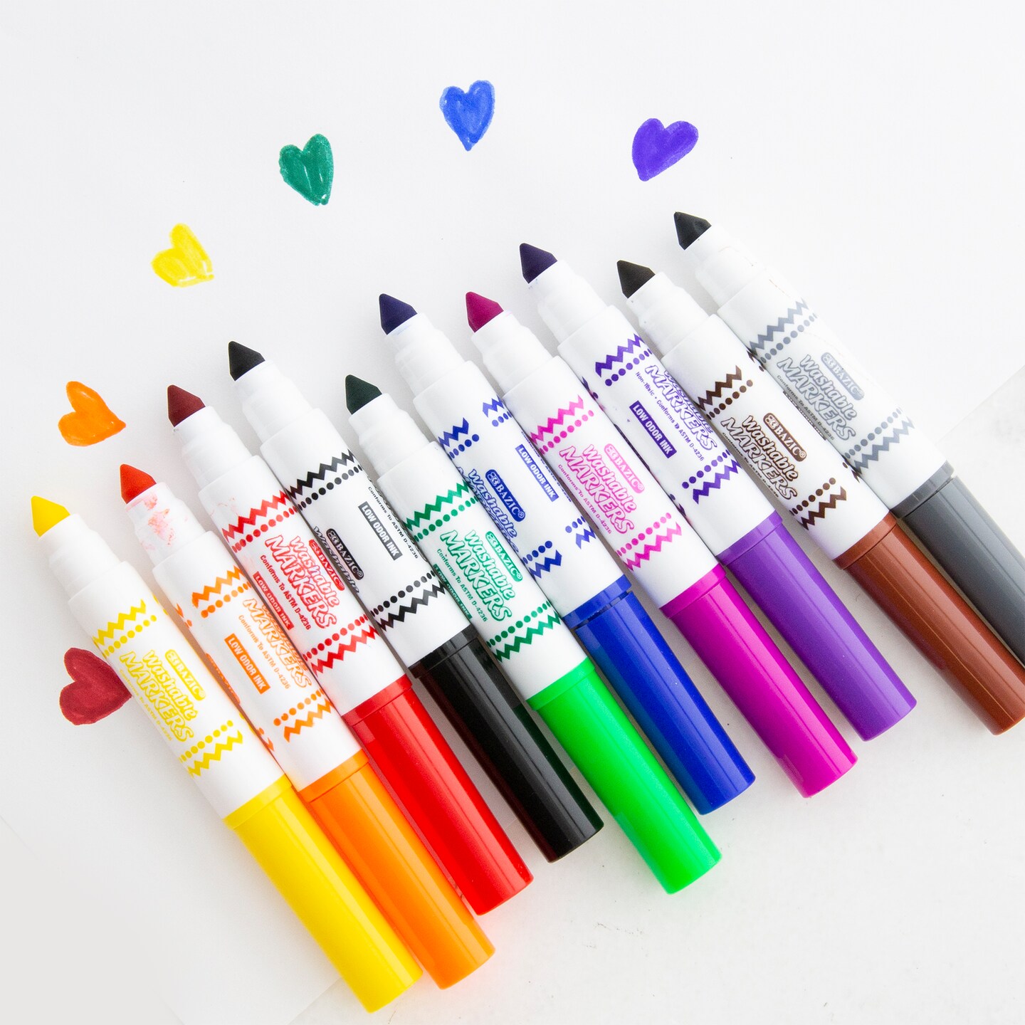 BAZIC Washable Markers Broad Line Mini 10 Color
