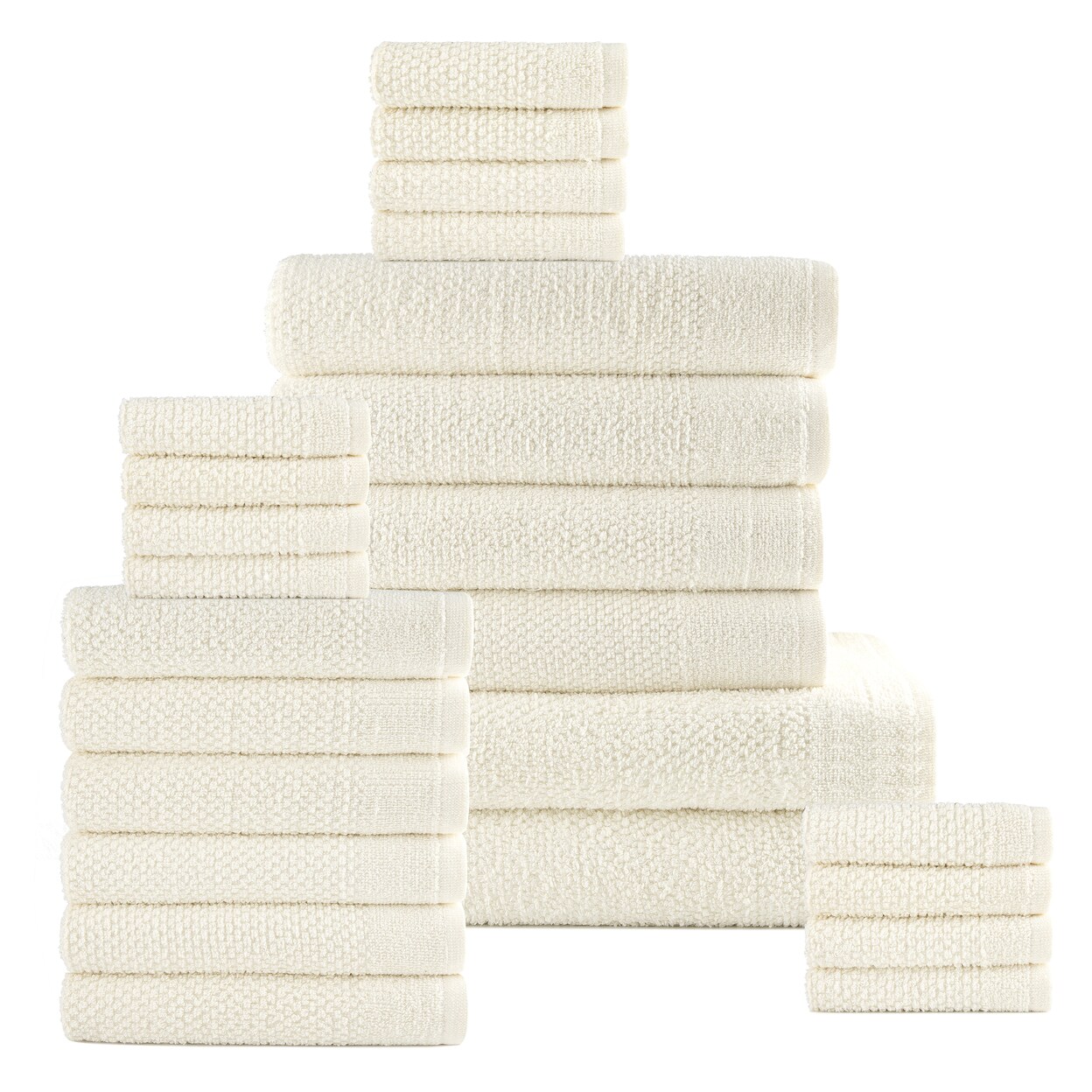 Dan River 24 Piece Popcorn Cotton Bath Towel Set Soft Combed Cotton Towels