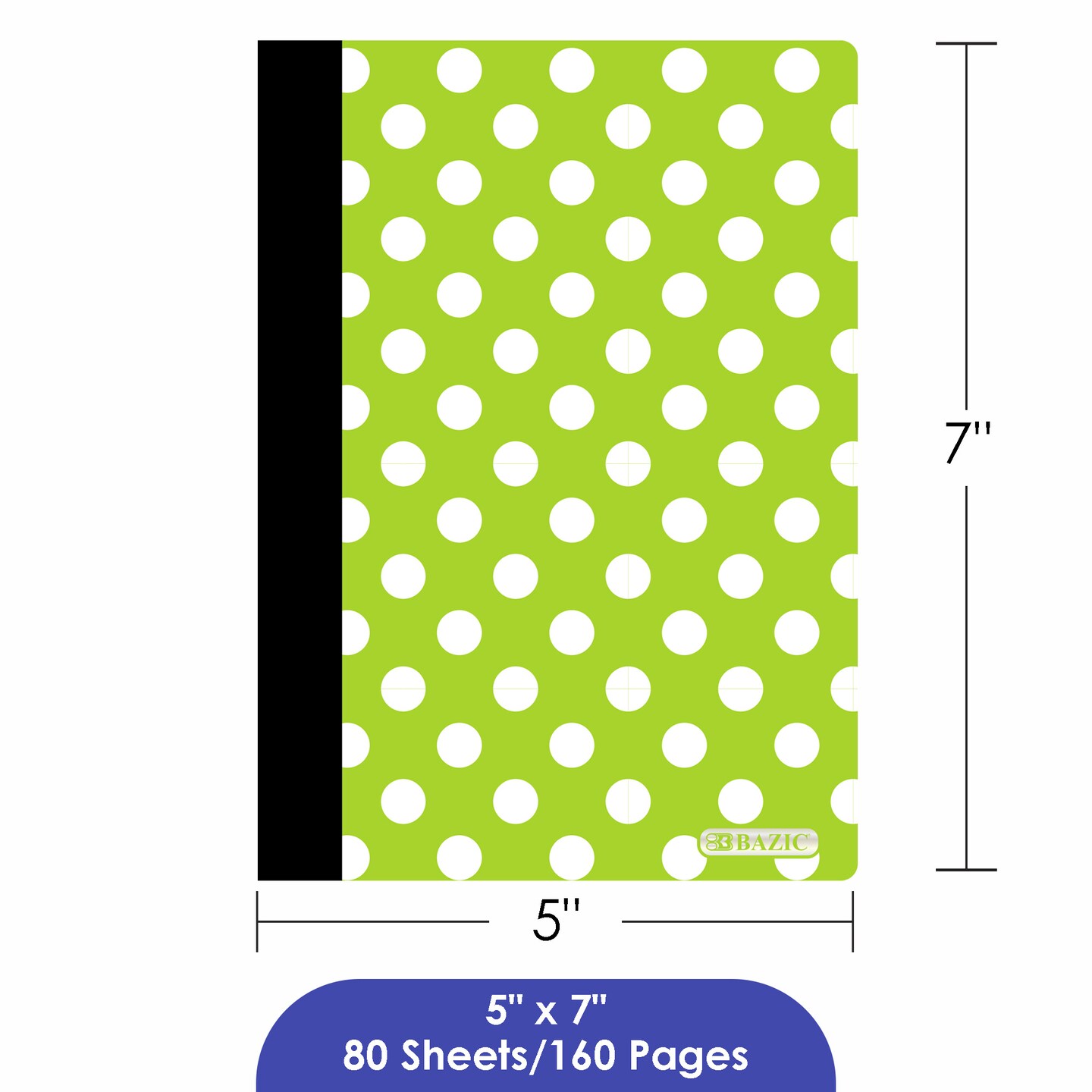 BAZIC Composition Book Poly Cover Polka Dot 5&#x22; x 7&#x22; 80 Ct.