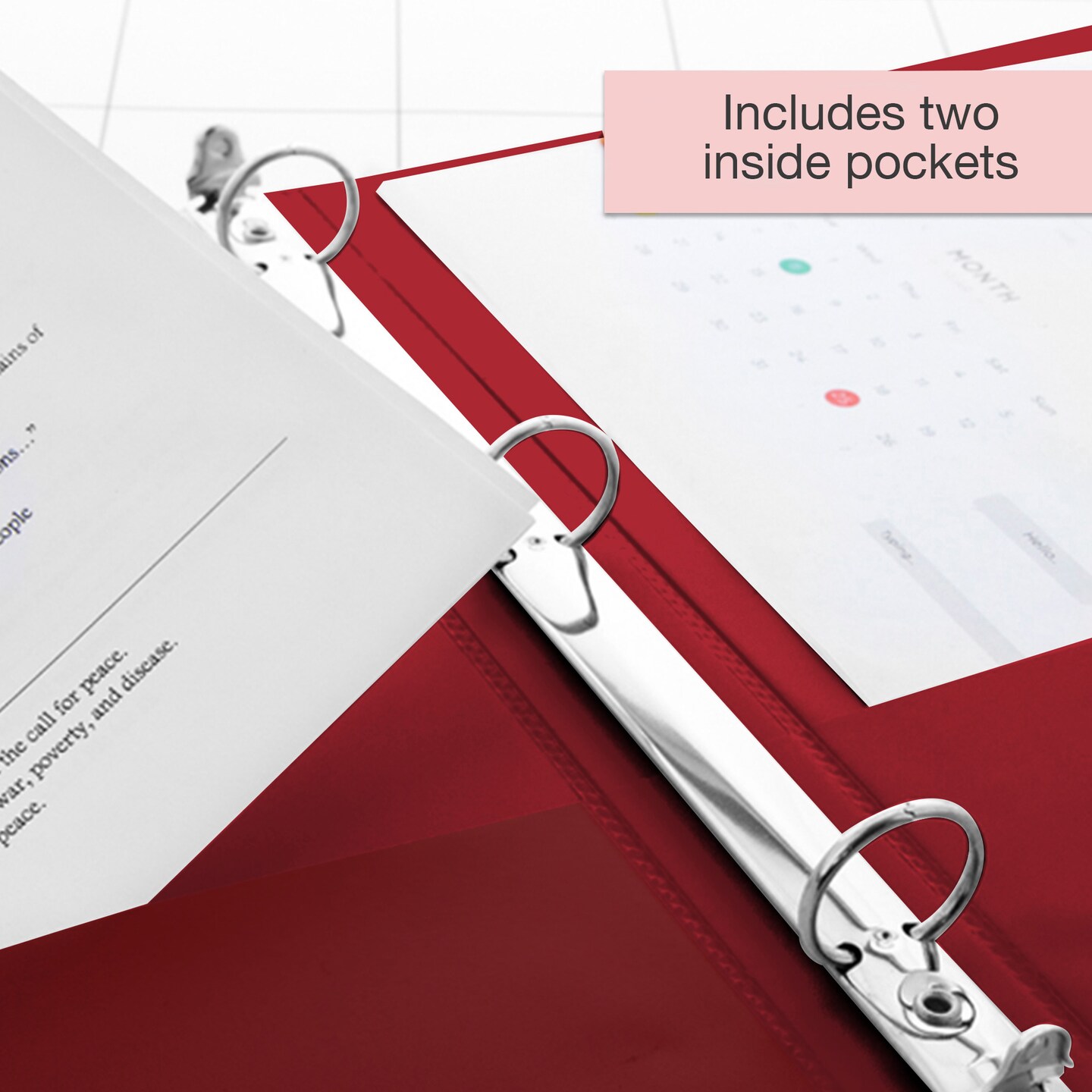 BAZIC 1&#x22; 3-Ring View Binder w/ 2-Pockets (11 Color Available)