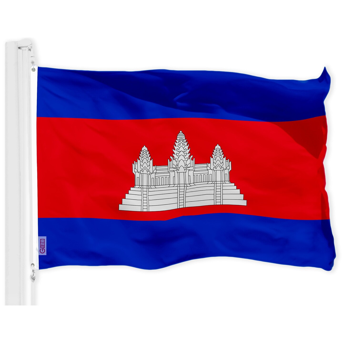 G128 Combo Pack: American USA Flag 3x5 Ft &#x26; Cambodia Flag 3x5 Ft, Both Printed 150D Polyester, Indoor/Outdoor, Brass Grommets