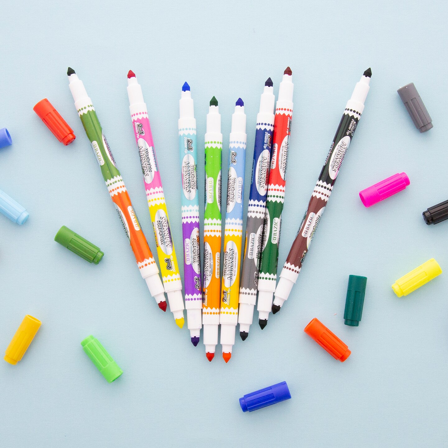 BAZIC Double-Tip 8 Washable Markers