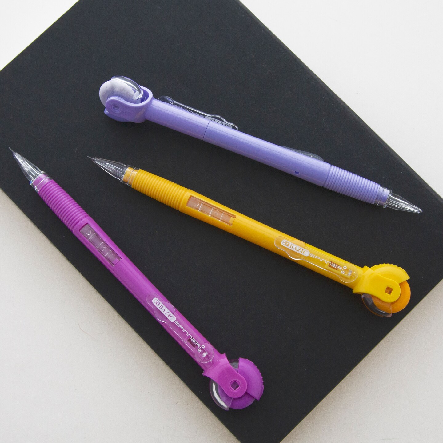BAZIC 0.7 mm Mechanical Pencil w/ Spinner Top Eraser (3/Pack)