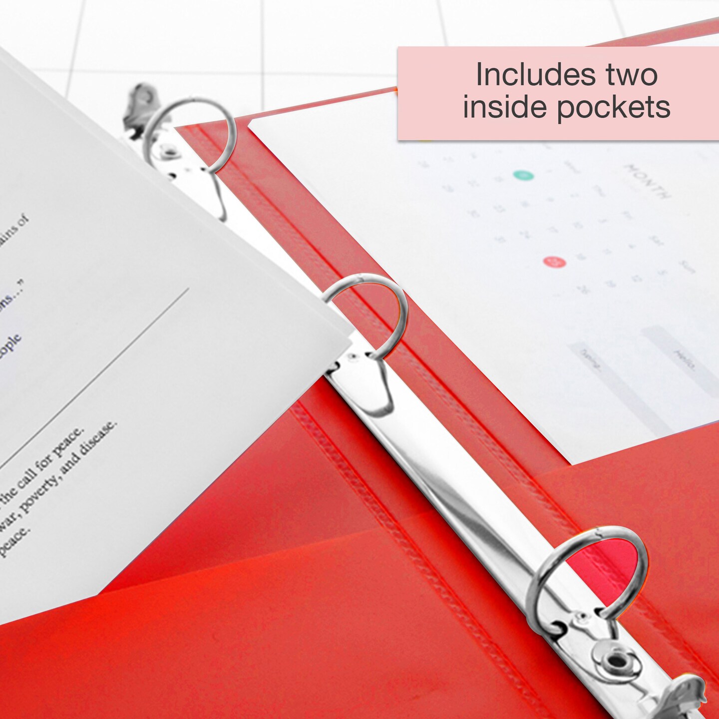 BAZIC 1.5" 3-Ring View Binder w/ 2-Pockets (11 Color Available)