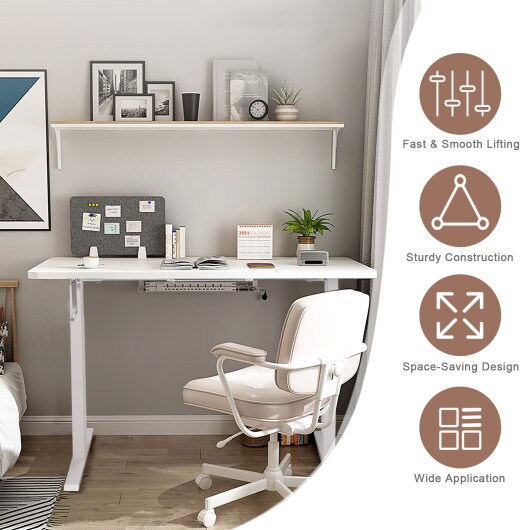 Hand Crank Sit to Stand Desk Frame with Height Adjustable Ideal for Office or Home